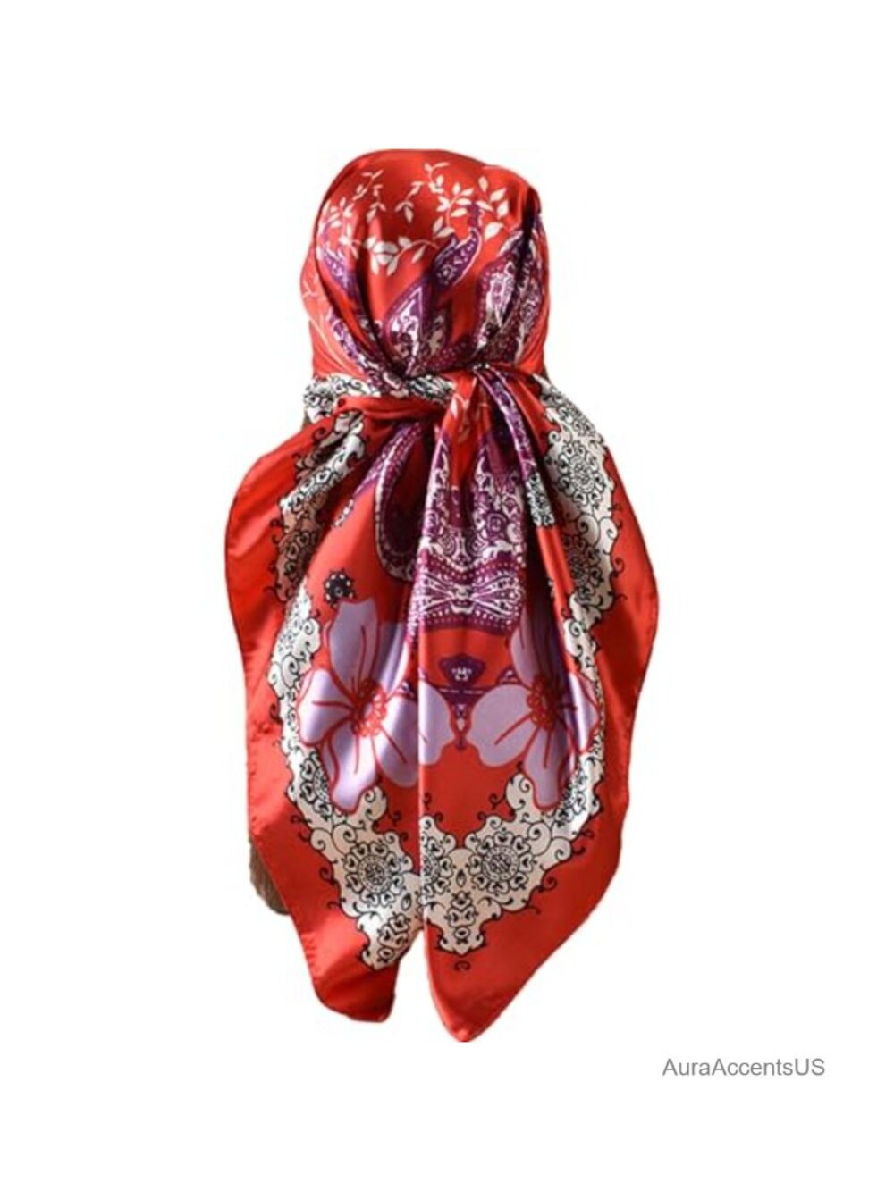 Satin Square Scarf for Hair Wrapping Bandana Shawl 35x35 Silk Like